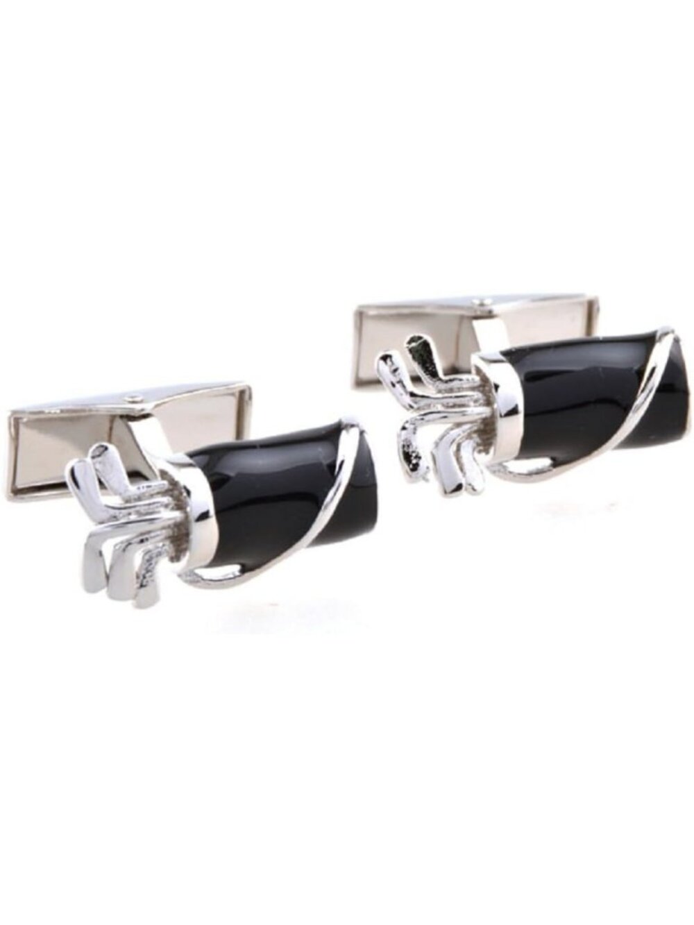 Golf Bag Clubs Cufflinks Set in Gift Box with Polishing Cloth - Perfect for Golf